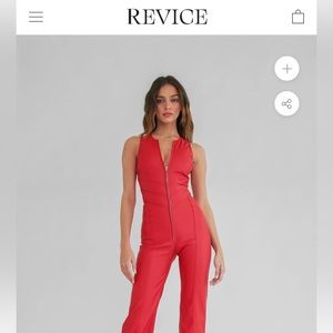 HOLLYWOOD HEARTTHROB / X MARS Red Vegan Leather jumpsuit S Heart